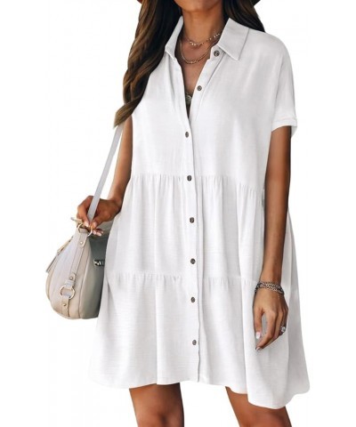 Swimsuit Coverup for Women Button Down Casual Dresses Vacation Wear Beach Cover Up 2024 White $14.72 Swimsuits