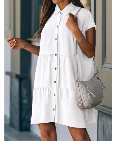 Swimsuit Coverup for Women Button Down Casual Dresses Vacation Wear Beach Cover Up 2024 White $14.72 Swimsuits