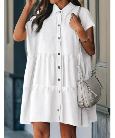 Swimsuit Coverup for Women Button Down Casual Dresses Vacation Wear Beach Cover Up 2024 White $14.72 Swimsuits