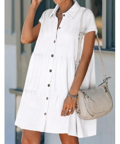 Swimsuit Coverup for Women Button Down Casual Dresses Vacation Wear Beach Cover Up 2024 White $14.72 Swimsuits