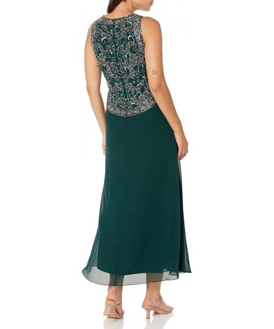 Women's Petite Long Beaded V Trim Detail Gown with Scarf Hunter/Multi $58.61 Dresses