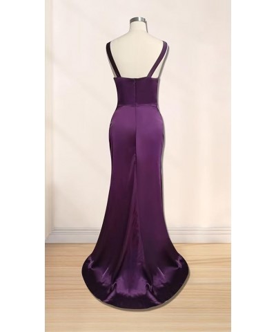 Mermaid Satin Bridesmaid Dresses Long Ruched Prom Dresses for Women Slit Formal Evening Party Gowns Gold $34.44 Dresses