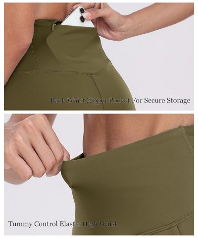 Women's High Waisted Shorts Yoga Workout Bermuda Long Hiking Shorts with Pockets 10 Inches 10" Olive Green $11.11 Activewear