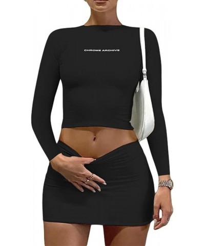 Women Sexy Mini Skirt Set Y2k Strapless Tube Top Bodycon Skirt 2 Piece Outfits Dress Solid Party Club Streetwear B4-black $10...