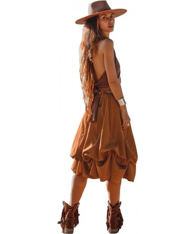 Women's Boho Maxi Midi Skirt Aurora Bohemian Long Organic Cotton Copper $23.92 Skirts