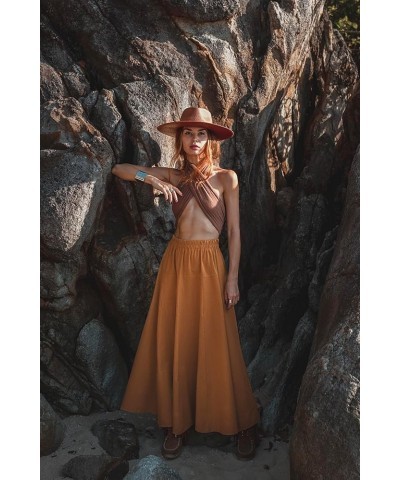 Women's Boho Maxi Midi Skirt Aurora Bohemian Long Organic Cotton Copper $23.92 Skirts