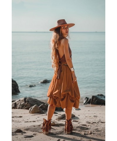 Women's Boho Maxi Midi Skirt Aurora Bohemian Long Organic Cotton Copper $23.92 Skirts