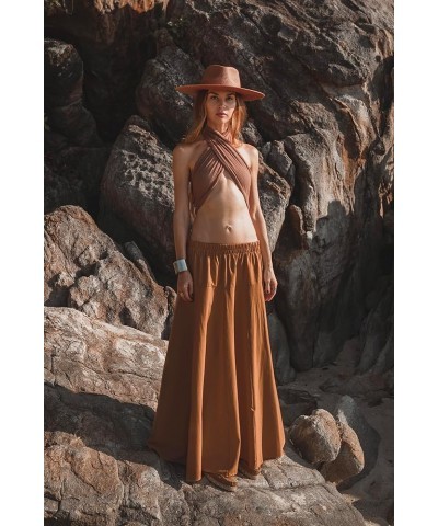 Women's Boho Maxi Midi Skirt Aurora Bohemian Long Organic Cotton Copper $23.92 Skirts