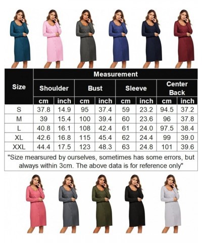 Womens Long Sleeve Button Down Nightgown Loose V-Neck Nightshirt Sleepwear Pajama Dress Purple $13.76 Sleep & Lounge