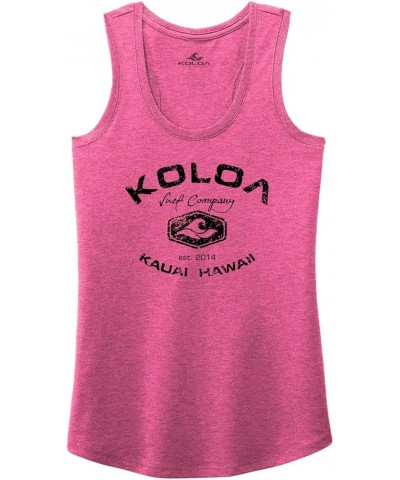 Koloa Surf Ladies Vintage Arch Logo Heathered Tank Tops in Sizes XS-4XL Fuchsia Frost / Black Vintage Arch Logo $20.35 Tanks