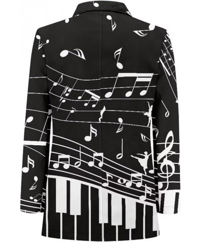 Women's Long Sleeve Blazer Cute Open Front Cardigan Office Work Suit Jackets with Pockets Music Notes Piano $18.35 Suits