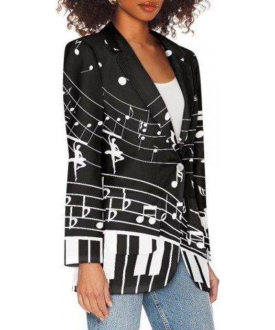 Women's Long Sleeve Blazer Cute Open Front Cardigan Office Work Suit Jackets with Pockets Music Notes Piano $18.35 Suits