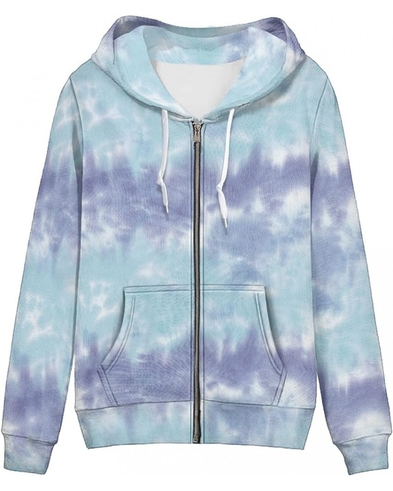 Women Oversized Hoodie with Pocket Plus Size, Cats, Galaxy,Ethnic Zip-up Hooded Sweatshirt Long-Sleeve Fall Outwear Blue Purp...