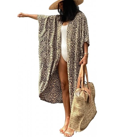 Tie Dye Swimsuit Cover up Open Front Beach Coverup Long Kimono Lightweight Summer Swimwear Cover Ups for Women Leopard $13.62...