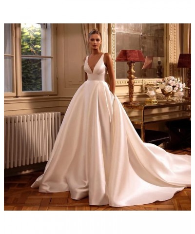 V Neck Wedding Dresses for Bride Long Sleeves Bridesmaid Dress for Women Lace Applique Long Tulle Ivory-style7 $50.34 Dresses