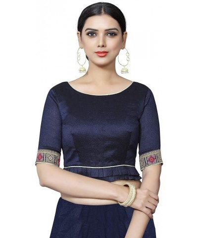 Women's Blouse for Saree Readymade Bollywood Designer New Indian Party Wear Padded Crop Top Choli Navy Blue 8 $25.20 Blouses