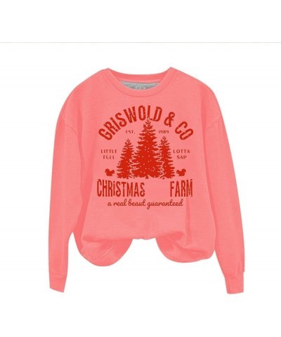 Sweatshirts for Women Oversized Fleece Christmas Pattern Long Sleeve Crewneck Pullover Tops Winter Shirts Aawatermelon Red $5...