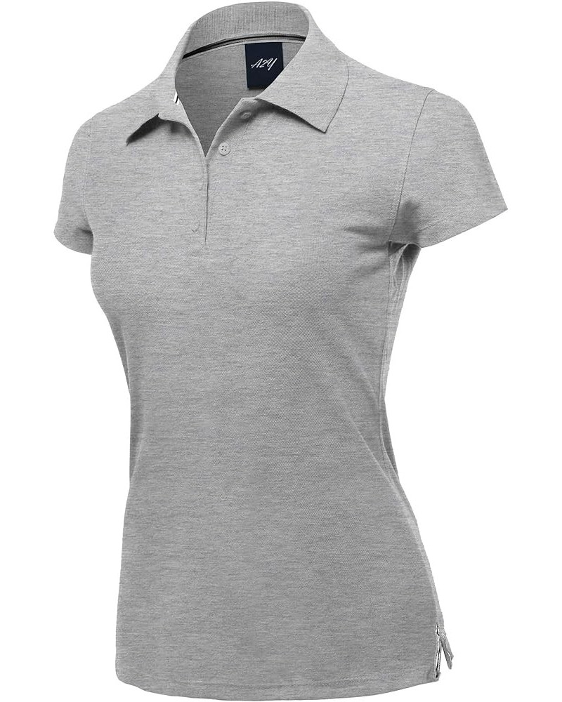 Women's Basic Casual Essentials 4-Button Junior-Fit PK Cotton Pique Polo Shirt Yawsts0002 Heather Grey $16.19 Shirts