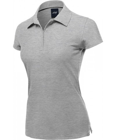 Women's Basic Casual Essentials 4-Button Junior-Fit PK Cotton Pique Polo Shirt Yawsts0002 Heather Grey $16.19 Shirts