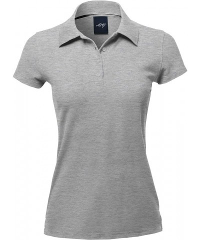 Women's Basic Casual Essentials 4-Button Junior-Fit PK Cotton Pique Polo Shirt Yawsts0002 Heather Grey $16.19 Shirts