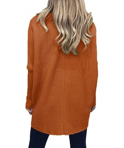 Womens Turtleneck Long Sleeve Sweater Irregular Hem Casual Pullover Knit Tops Orange Rust $25.19 Sweaters