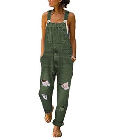 Women Denim Jumpsuit Spring Loose Jeans Rompers Female Casual Plus Size Hole Bib Overall Playsuit with Pocket,Gray,4XL X-Larg...