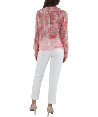 Women's Relaxed Long Sleeve Button Down Tie Blouse Blush Multi $42.13 Blouses