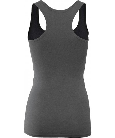 Women's Basic Cotton Spandex Racerback Solid Plain Fitted Tank Top H.charcoal $6.78 Tanks