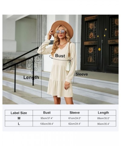 Womens Long Sleeve Casual Fall Tunic Dress Solid Color V-Neck Loose Fit Flowy Swing Tiered Dress Dark Navy $22.41 Dresses