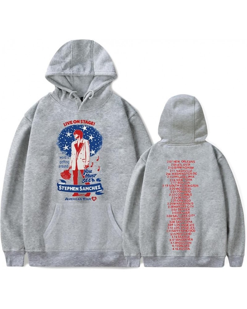 Stephen Sanchez Merch Blue Ringer Tour Hoodies Winter Men/Women Sweatshirt LongSleeve Hooded Grey $13.27 Hoodies & Sweatshirts