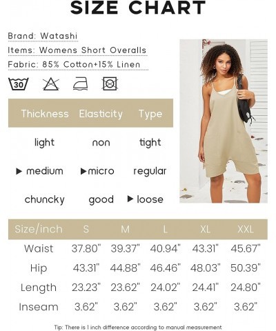 Women's Loose Short Overalls Summer Rompers Cotton Linen Adjustable Strap Shortalls Jumpsuits with Pocket Rust $7.94 Overalls