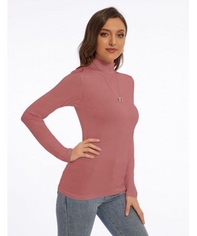 Mock Turtle Neck Long Sleeve Pullover High Neck Undershirt Slim Fit Basic Casual Tee Tops Rose $8.99 Underwear