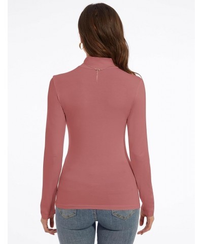 Mock Turtle Neck Long Sleeve Pullover High Neck Undershirt Slim Fit Basic Casual Tee Tops Rose $8.99 Underwear