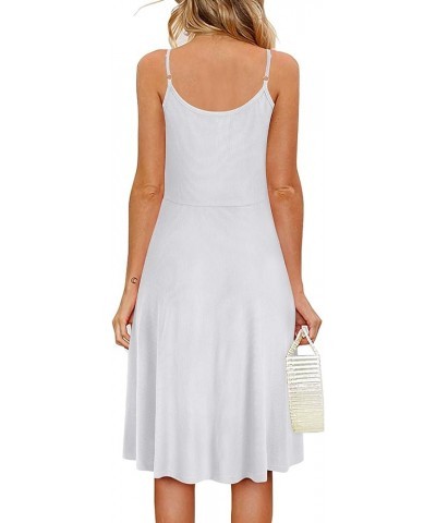 Women Sun Dresses 2023 Midi Summer Spaghetti Strap Sundress Casual Beach Dress White $12.97 Dresses