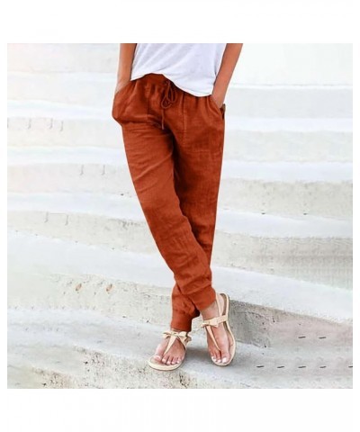 Women's Casual Lantern Tapered Harem Pants Drawstring Loose Linen Pants Women Summer Trousers Baggy Slacks with Pockets Brown...