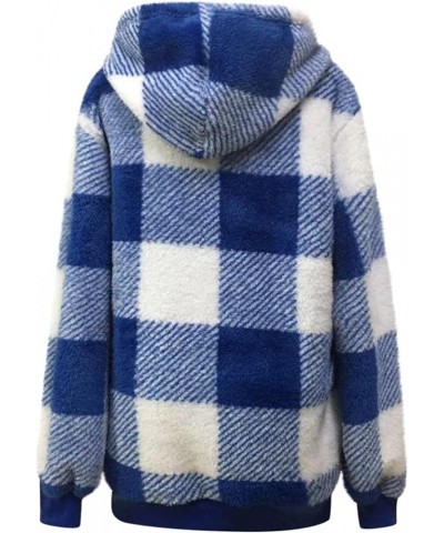 Fleece Hoodies For Women 2023 Fashion Fuzzy Warm Cozy Sherpa Oversized Sweatshirt 1/4 Zip Plaid Pullover Jacket Tops 02✡blue ...