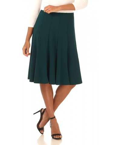 Women's Ease into Comfort Flared Knee Length Knit Skirt Hunter Green $22.56 Skirts