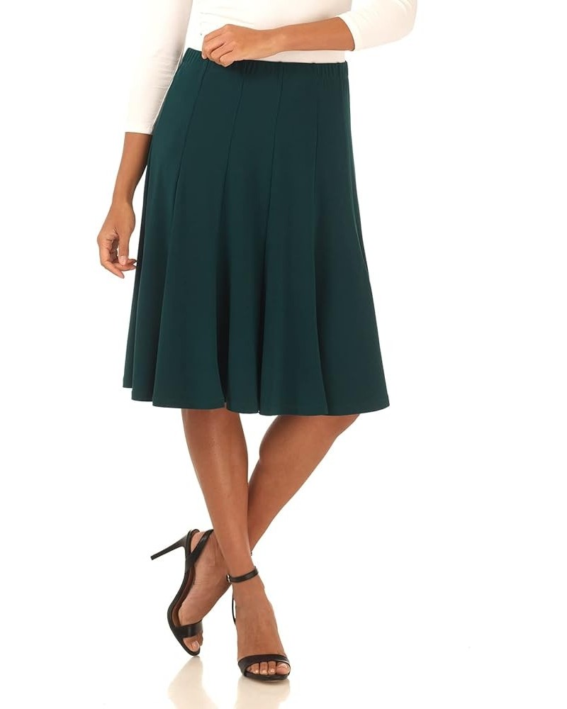 Women's Ease into Comfort Flared Knee Length Knit Skirt Hunter Green $22.56 Skirts