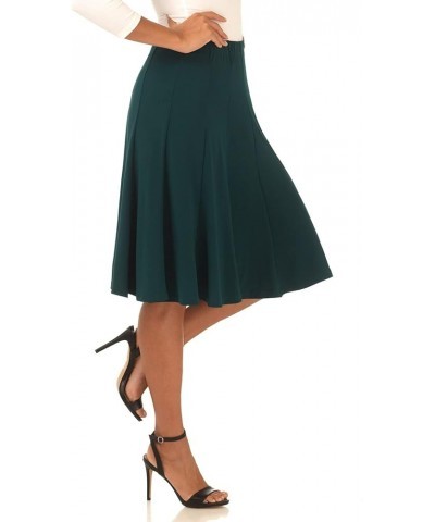 Women's Ease into Comfort Flared Knee Length Knit Skirt Hunter Green $22.56 Skirts