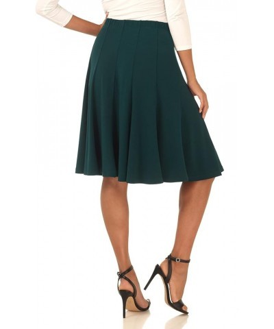 Women's Ease into Comfort Flared Knee Length Knit Skirt Hunter Green $22.56 Skirts