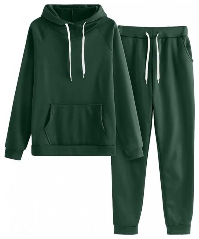 Womens Sweatsuits 2 Piece Set Plus Size Hooded Sweatshirt And Casual Drawstring Jogger Pant Tracksuits Lightweight Green $9.1...