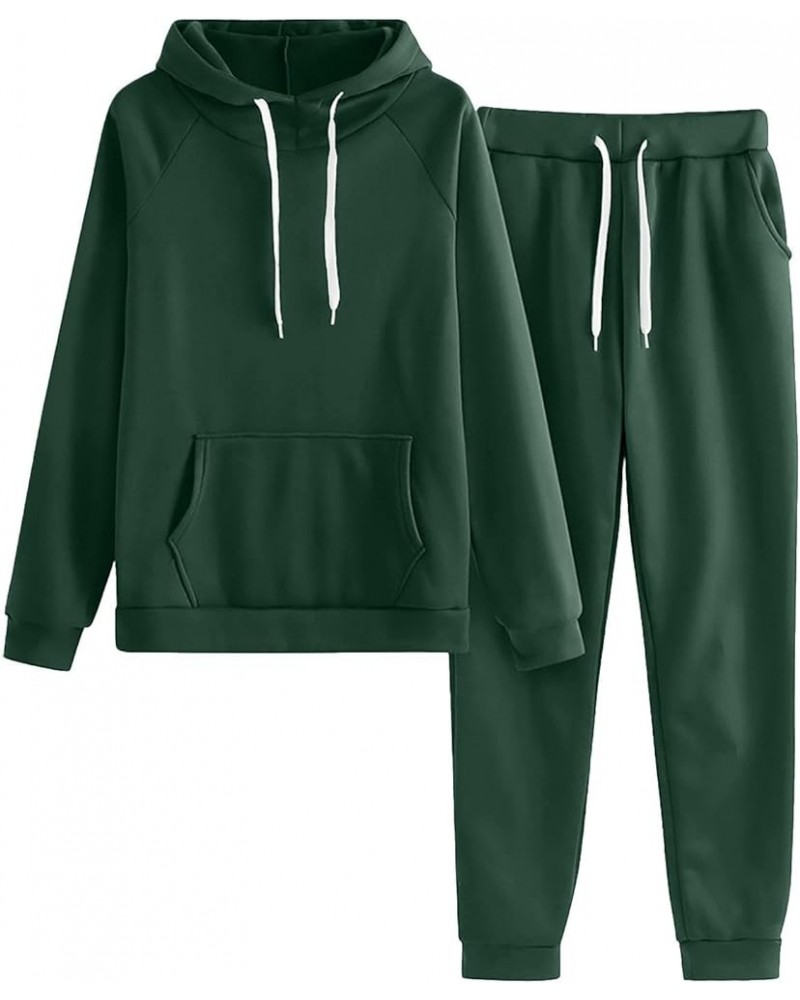 Womens Sweatsuits 2 Piece Set Plus Size Hooded Sweatshirt And Casual Drawstring Jogger Pant Tracksuits Lightweight Green $9.1...