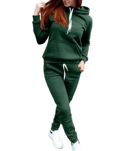 Womens Sweatsuits 2 Piece Set Plus Size Hooded Sweatshirt And Casual Drawstring Jogger Pant Tracksuits Lightweight Green $9.1...