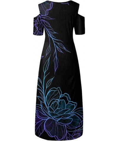 Plus Size Dresses for Curvy Women 2024 Summer Floral Printed Boho Maxi Dress Elegant Flowy Irregular Hem Maxi Dress 04-navy $...