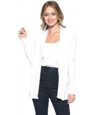 Womens Basic Long Sleeve Open Front Comfy Sweater Cardigan White $17.91 Sweaters