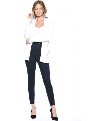 Womens Basic Long Sleeve Open Front Comfy Sweater Cardigan White $17.91 Sweaters