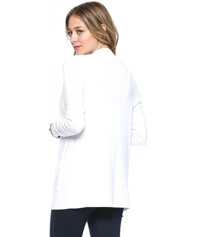 Womens Basic Long Sleeve Open Front Comfy Sweater Cardigan White $17.91 Sweaters