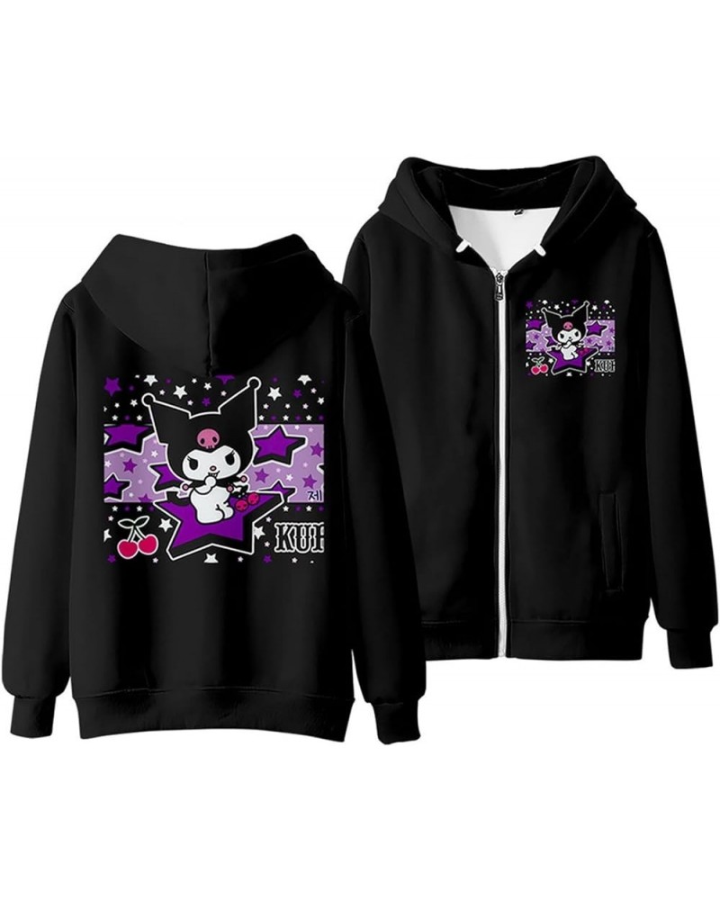 Kuromi Hoodie Sweatshirts Women's Zipper Hooded Sweater Girls Kawaii Cartoon Long Sleeve Pullover Thin / Color 1 $16.52 Hoodi...