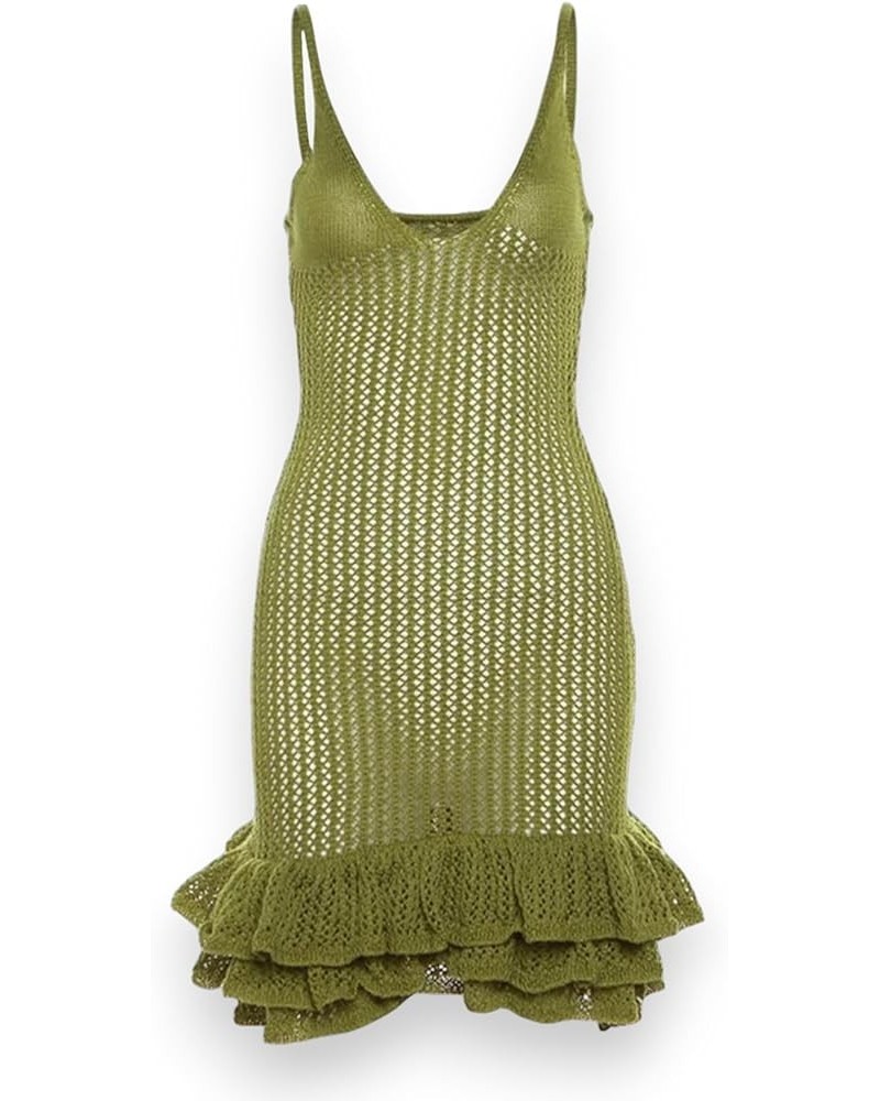 Emerald Elegance Ruffle Tank Dress | Woments Crochet Dress | Green Tank Dress Green $20.25 Dresses