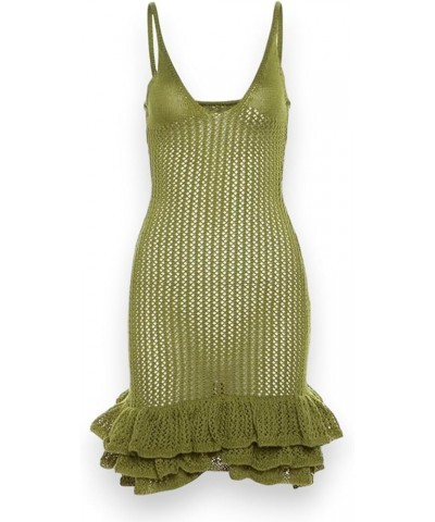 Emerald Elegance Ruffle Tank Dress | Woments Crochet Dress | Green Tank Dress Green $20.25 Dresses